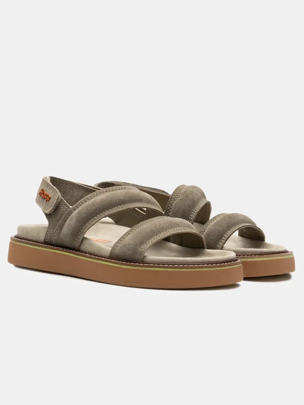 Outlet Sandal Leather Road Road Khaki Dames Sandalen